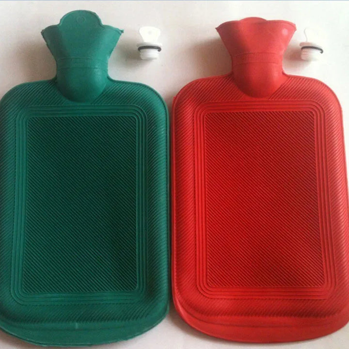 Leak-proof hot water bottle with plush cover for winter warmth