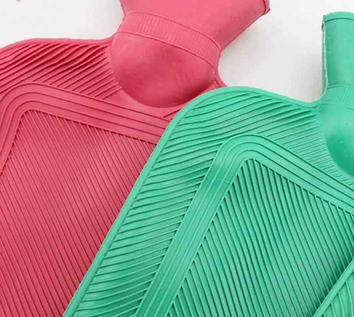 Leak-proof hot water bottle with plush cover for winter warmth